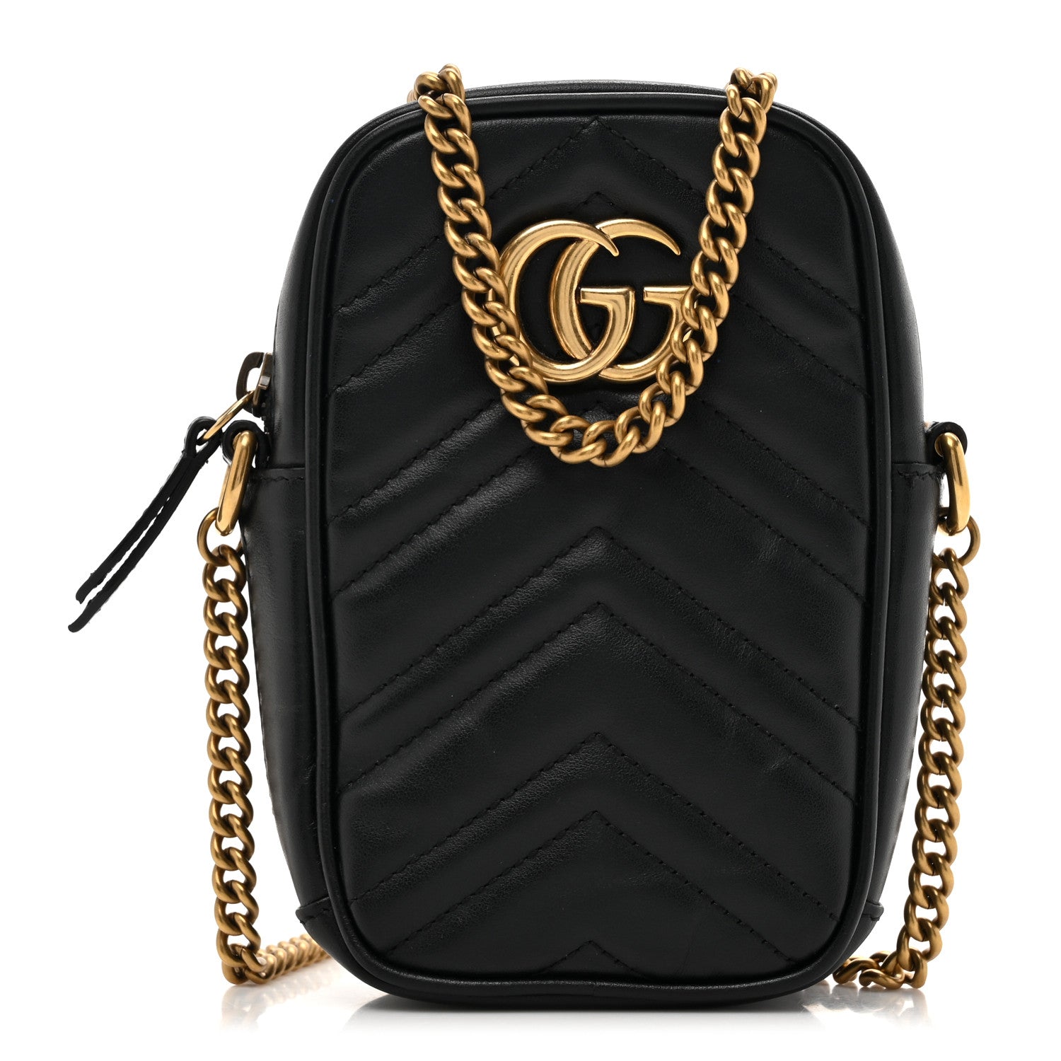 Gucci Calfskin Matelasse Mini GG Marmont Crossbody Bag Black 1 of 13