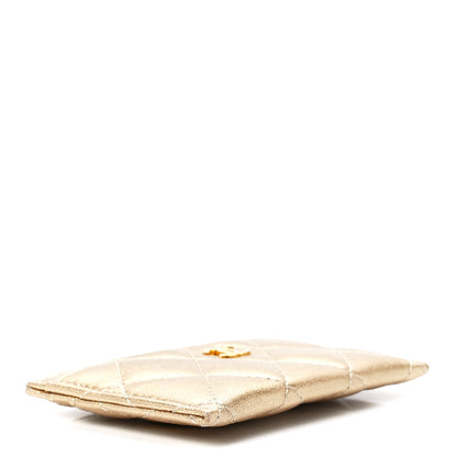 Chanel Metallic Lambskin Quilted CC Card Holder Gold 4 of 13