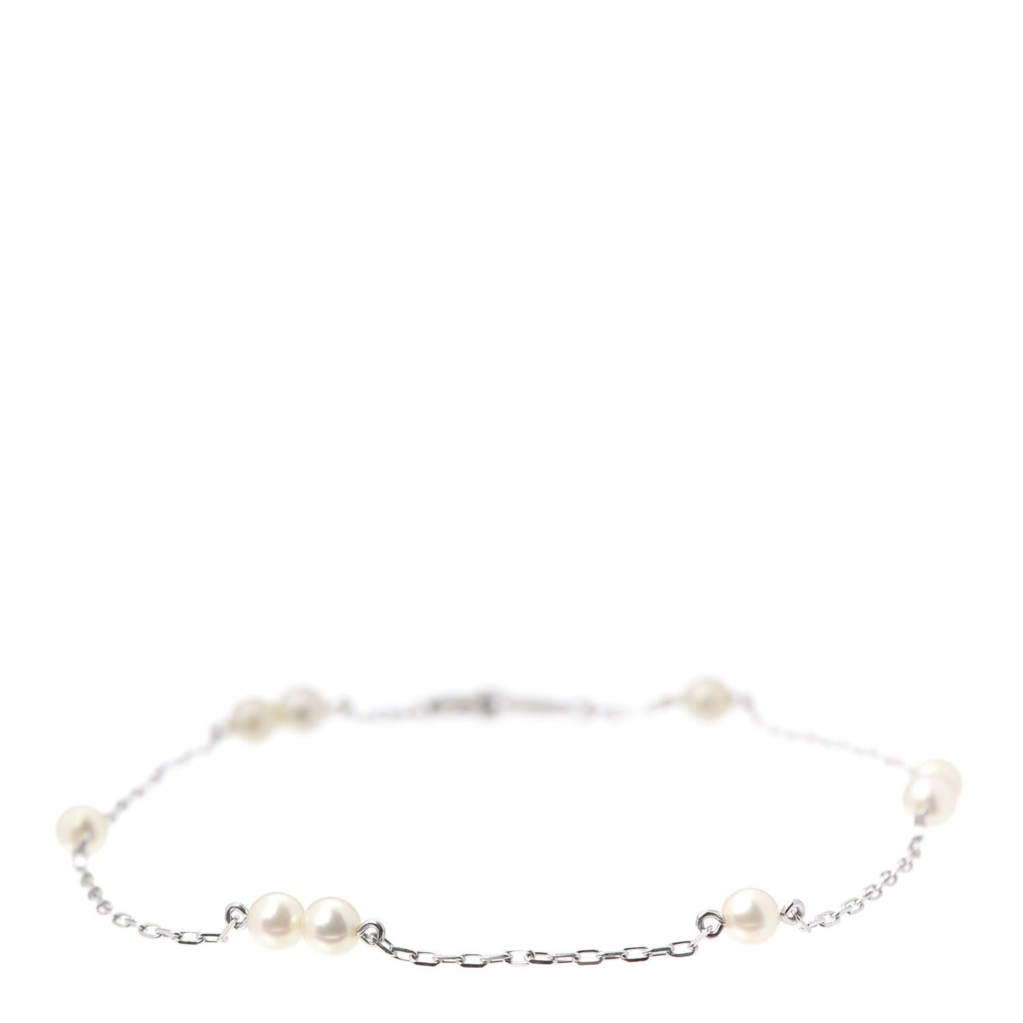 18K White Gold Akoya Pearl 3.5-4mm Station Bracelet