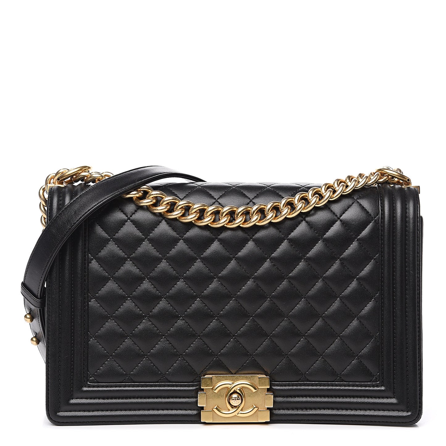 Lambskin Quilted New Medium Boy Flap Black