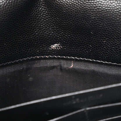 Saint Laurent Grain De Poudre Matelasse Chevron Monogram Chain Wallet Black 7 of 12
