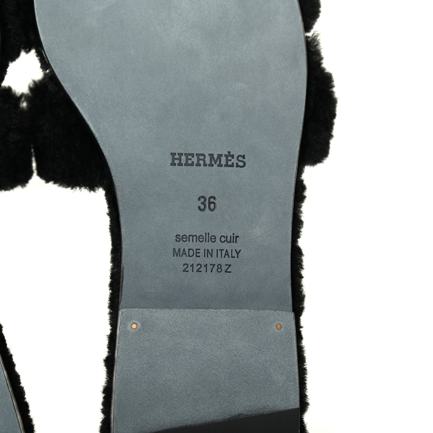 Hermes Woolskin Oran Sandals 36 Black 7 of 7