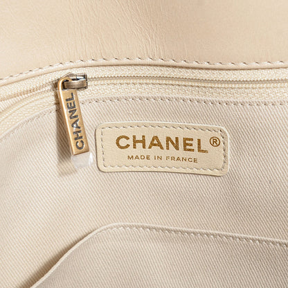 Chanel Glazed Calfskin Quilted Bubble CC Tote Light Beige 6 of 7