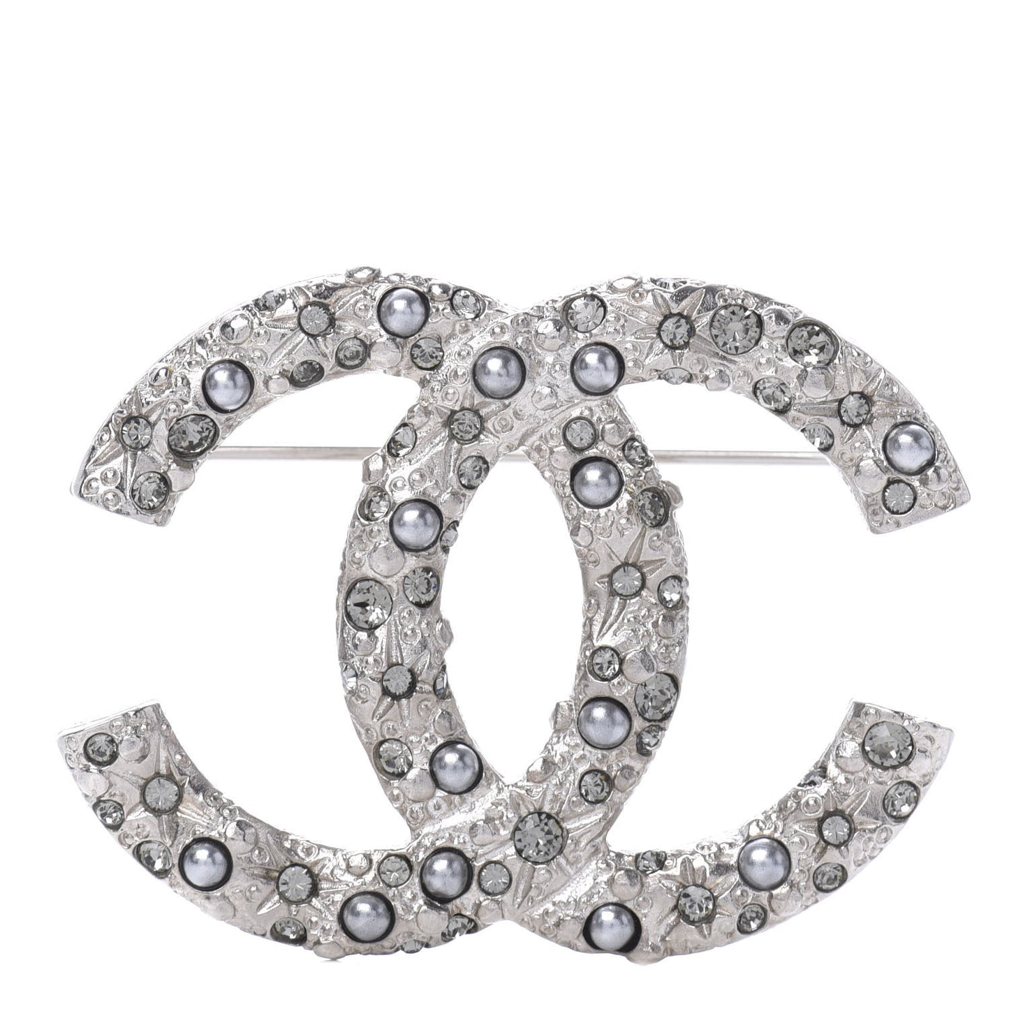 Crystal Large CC Brooch Silver