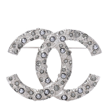 Chanel Crystal Large CC Brooch Silver 1 of 4