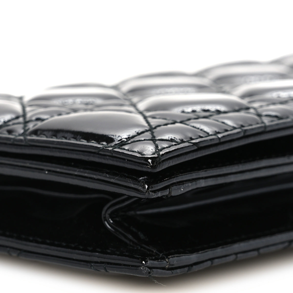 Christian Dior Patent Cannage Lady Dior Rendezvous Wallet On Chain Black 9 of 10