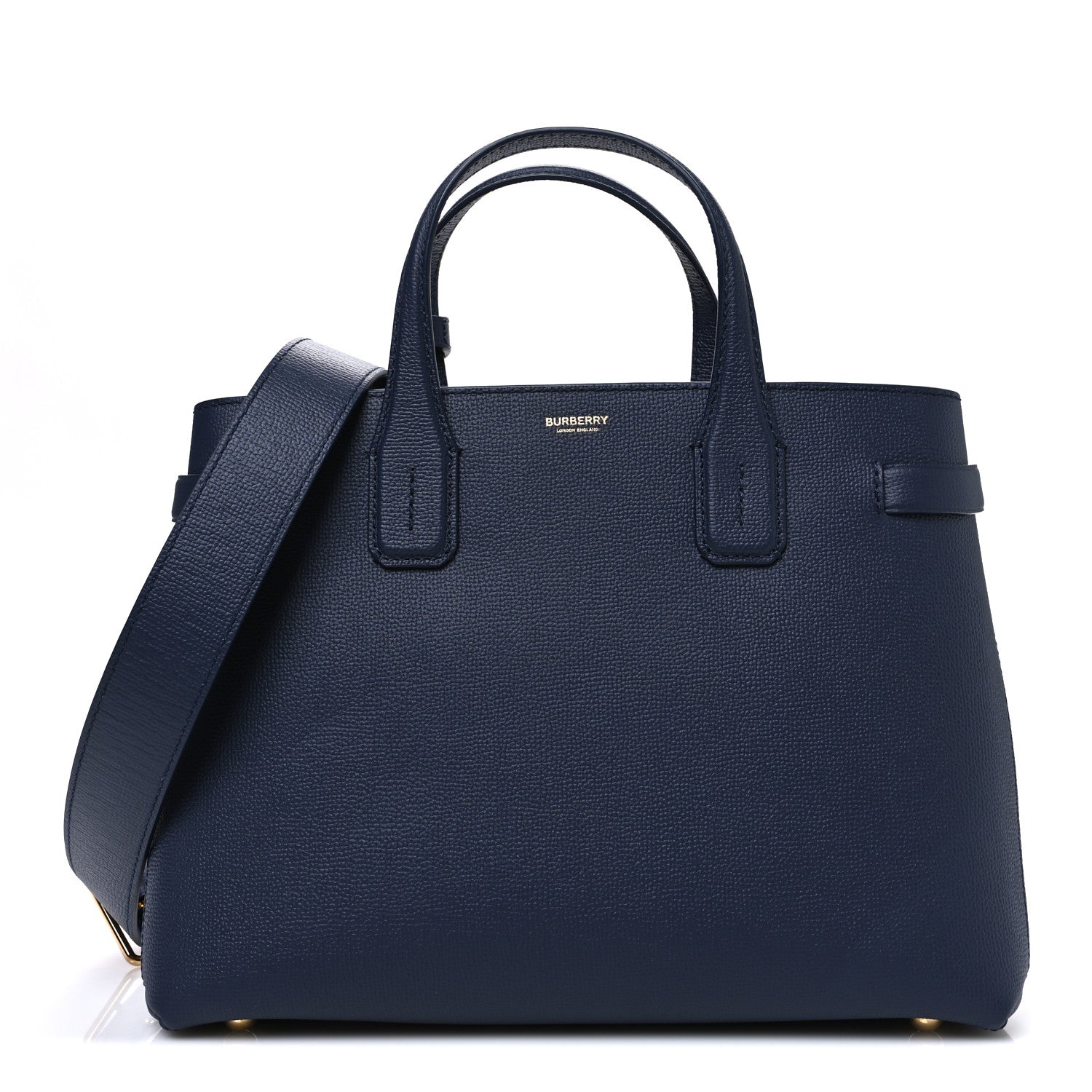 Burberry Derby Calfskin House Check Medium Banner Tote Ink Blue 1 of 11