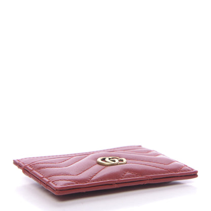 Gucci Calfskin Matelasse GG Marmont Card Holder Hibiscus Red 4 of 6