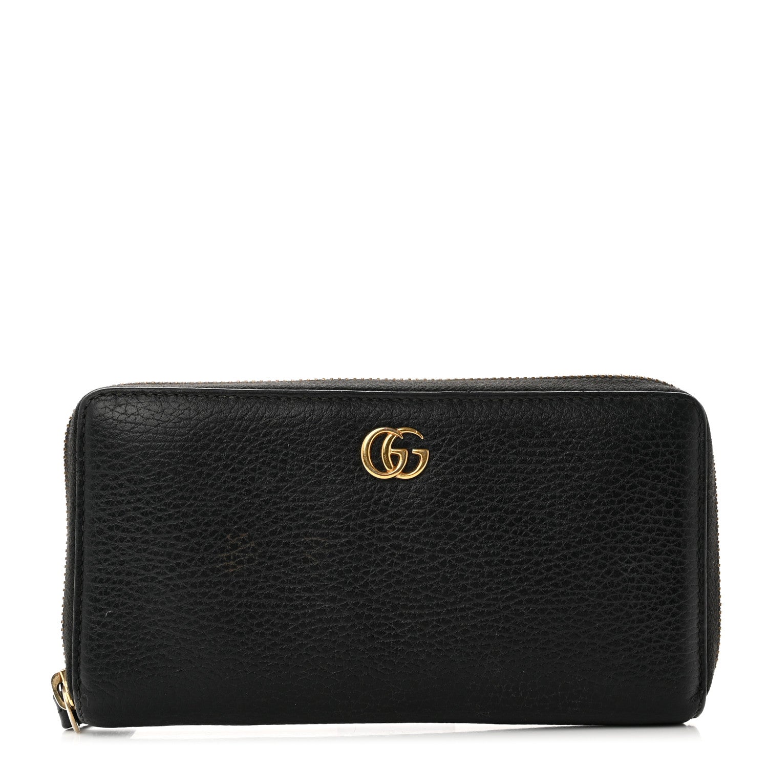 Gucci Dollar Calfskin GG Marmont Zip Around Wallet Black 1 of 8