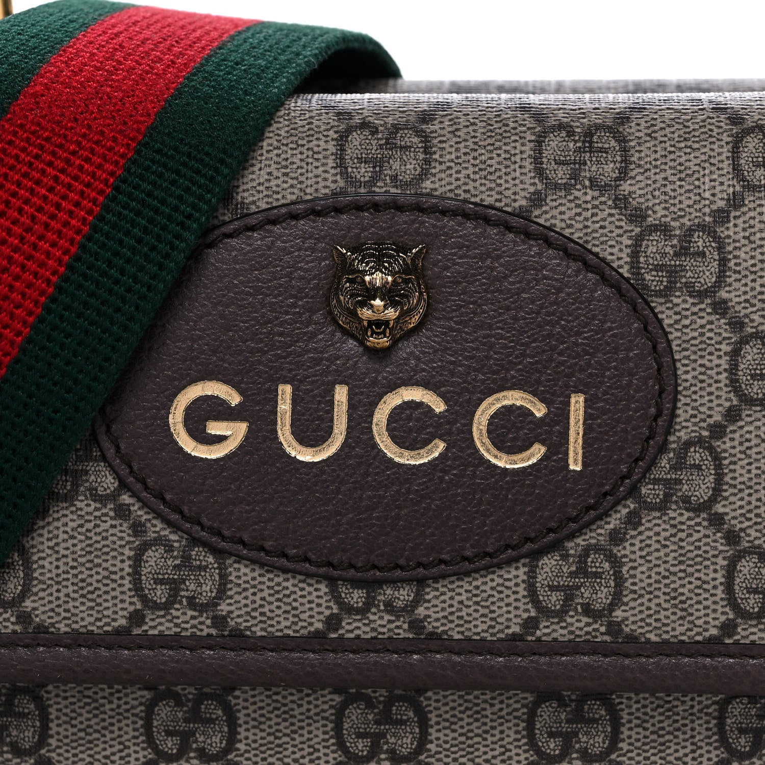 Gucci GG Supreme Monogram Web Small Neo Vintage Double Flap Messenger Bag Beige New Acero 12 of 15