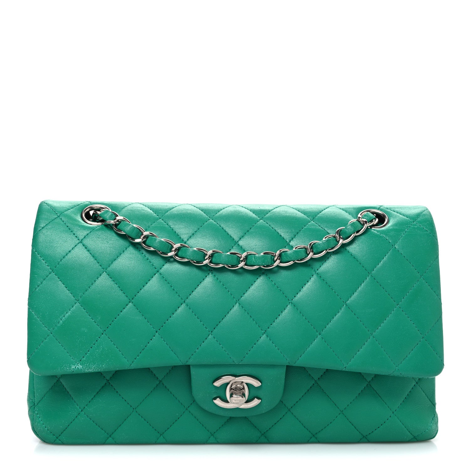 Chanel Lambskin Quilted Medium Double Flap Green 1 of 13