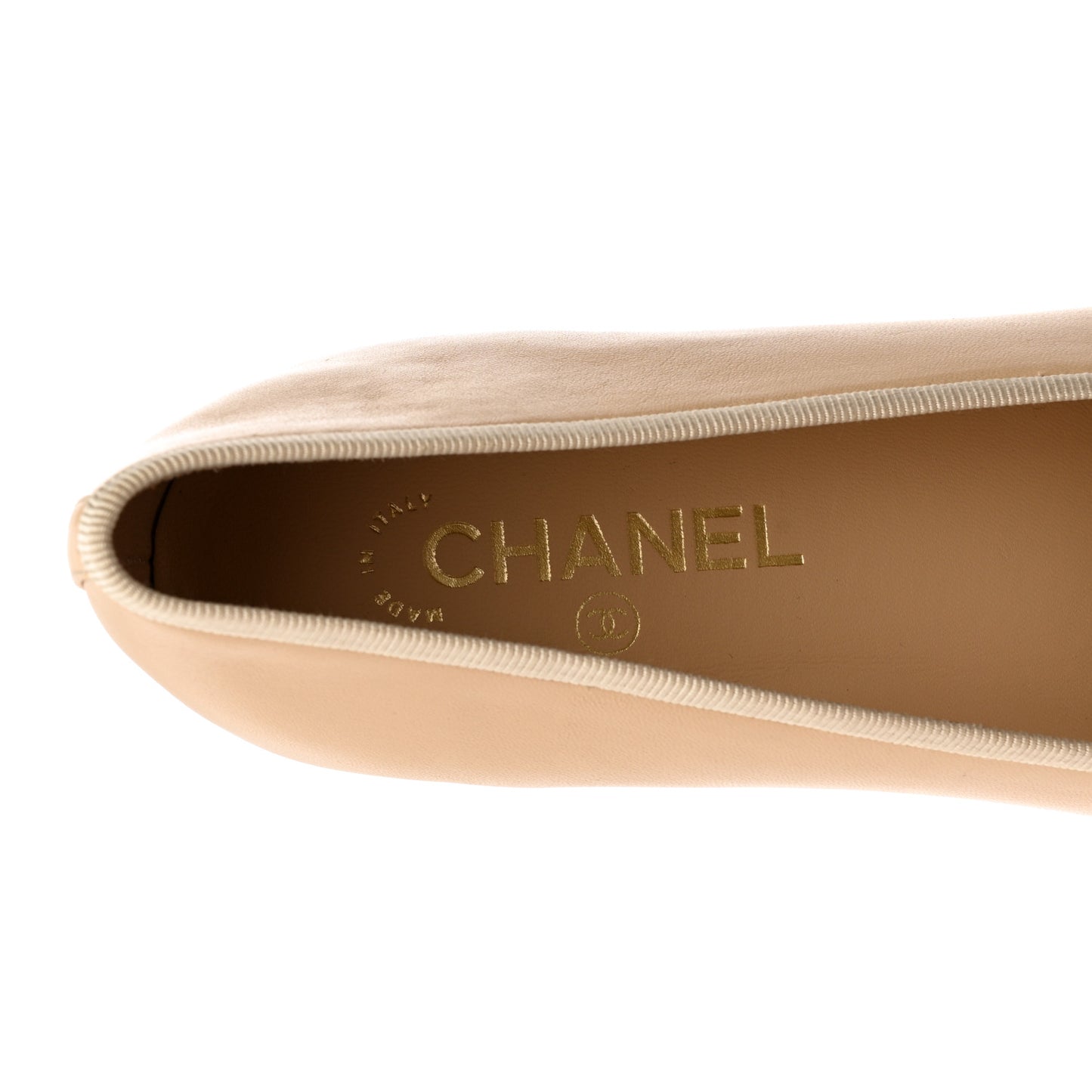 Lambskin Cap Toe CC Ballerina Flats 41 Beige Black