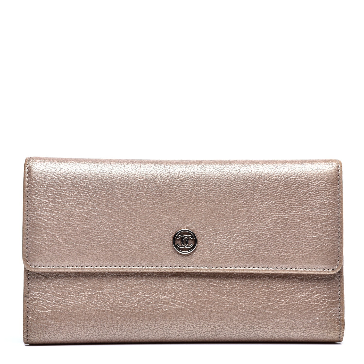 Chanel Metallic Goatskin Large Flap Wallet Beige 1 of 9
