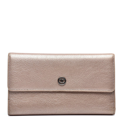Chanel Metallic Goatskin Large Flap Wallet Beige 1 of 9