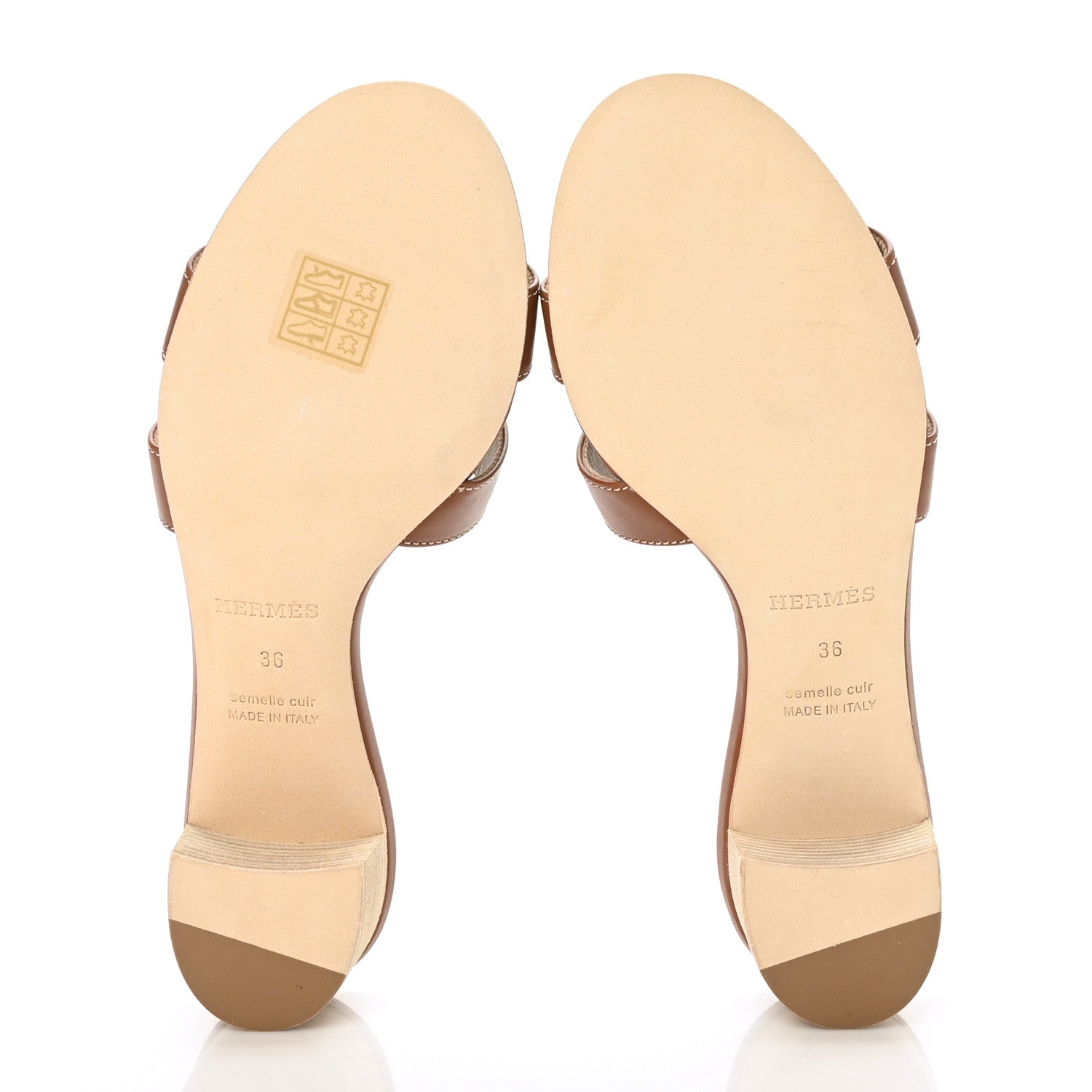 Hermes Calfskin Oasis Sandals 36 Gold 5 of 9