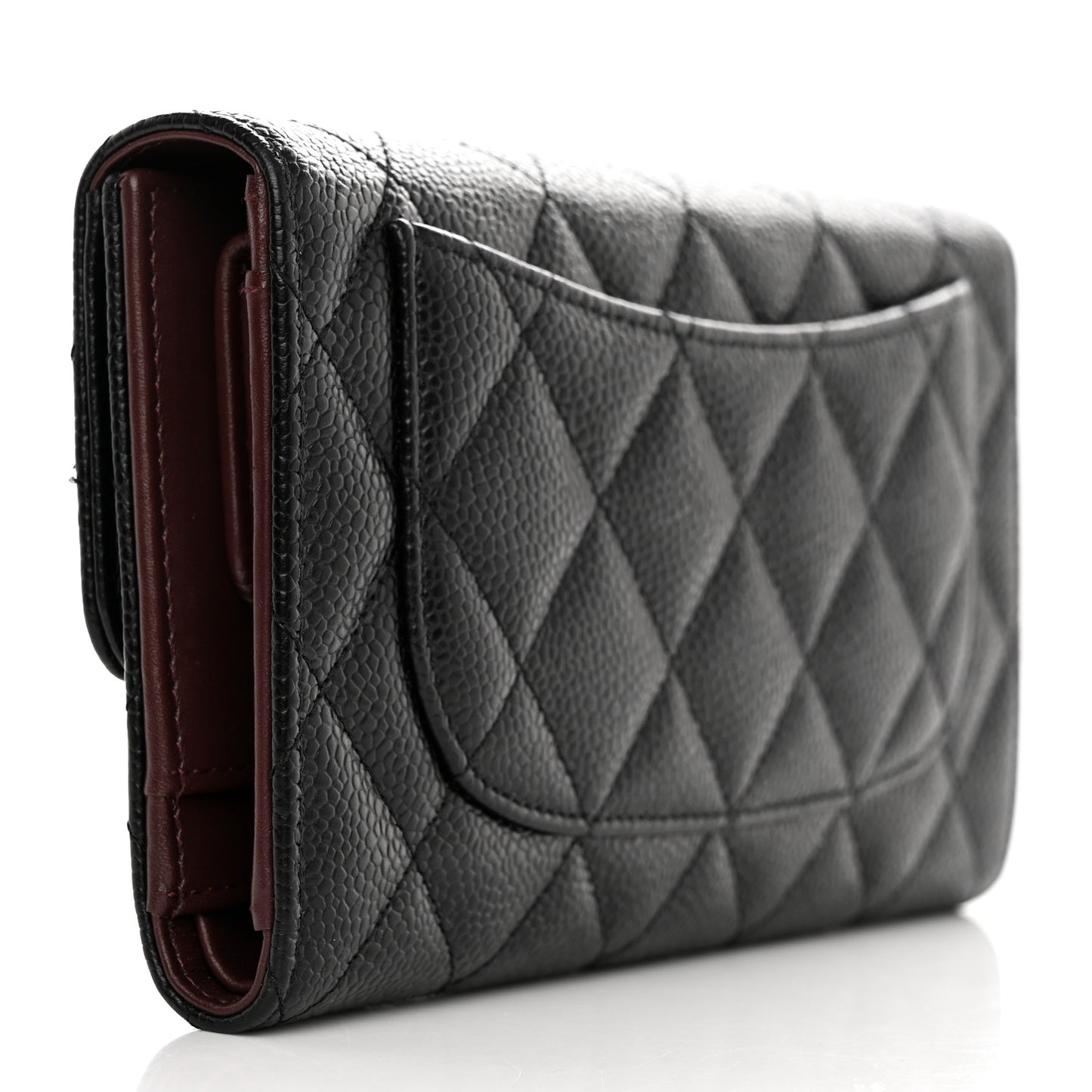 Caviar Quilted Large Flap Wallet Black