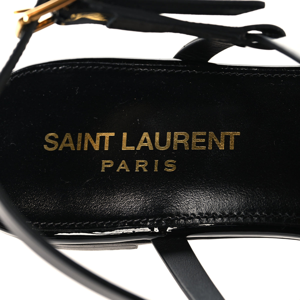 Patent Calfskin Cassandra Monogram Sandals 36 Black