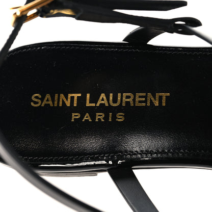 Saint Laurent Patent Calfskin Cassandra Monogram Sandals 36 Black 9 of 10