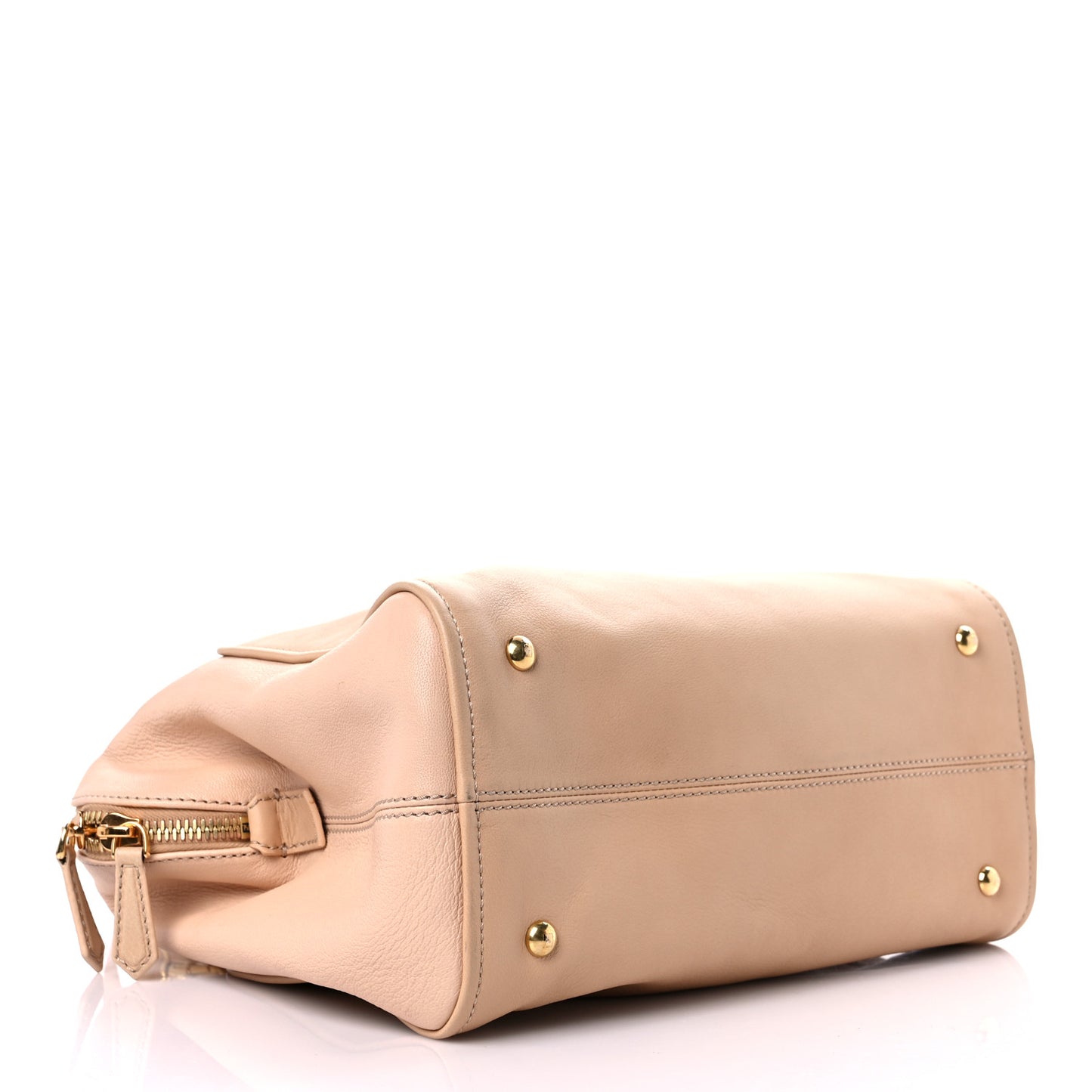 Capra Vitello Dolce Marmol Colorblock Small Chameleon Tote Cipria Makeup Camel