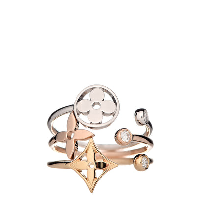 Louis Vuitton 18K Yellow Pink White Gold Diamond Idylle Blossom Ring 3 Set 53 6.25 1 of 9