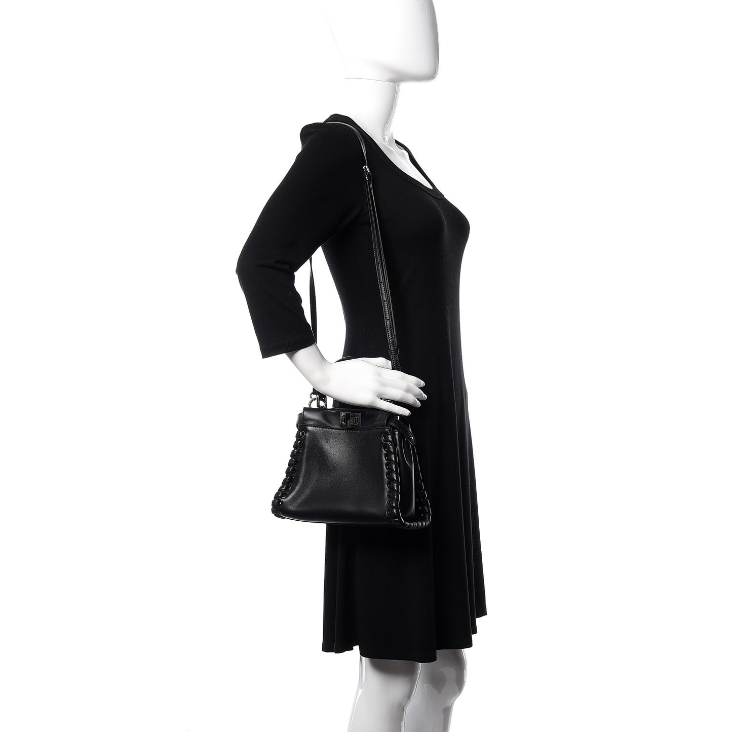 Nappa Lace Up Mini Peekaboo Iconic Satchel Black