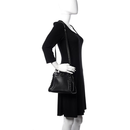 Fendi Nappa Lace Up Mini Peekaboo Iconic Satchel Black 2 of 9