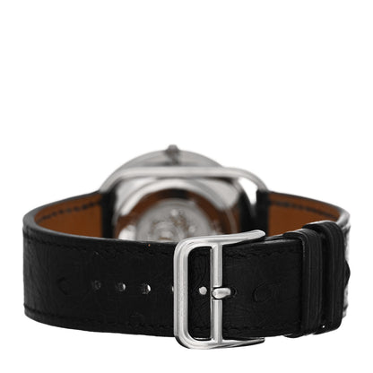 Hermes Stainless Steel Ostrich 34mm Arceau Quartz Watch Noir 3 of 5