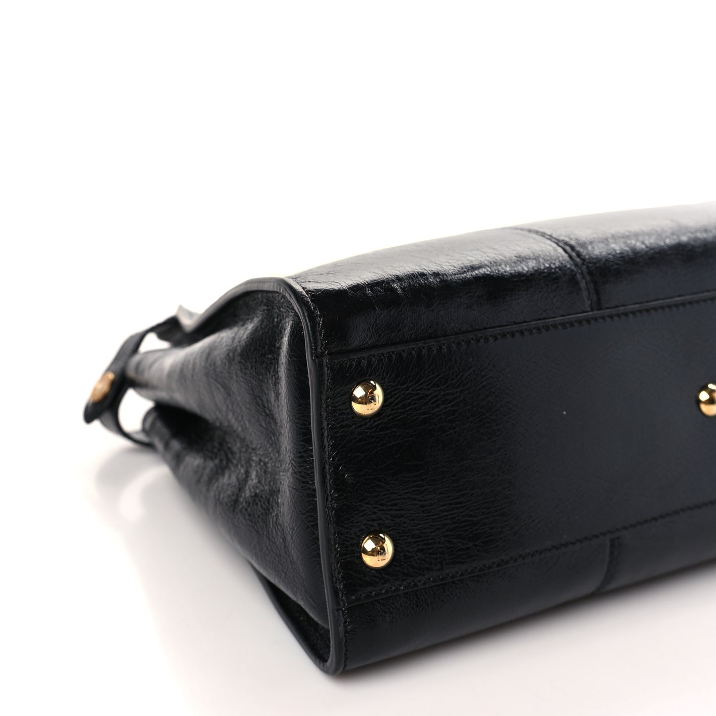 Agnello Old Shine Medium Peekaboo Iconic Satchel Black