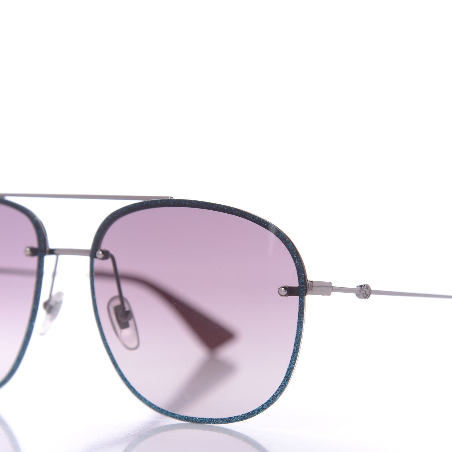 Gucci Metal Glitter Aviator Sunglasses G0227S Blue Silver 7 of 8