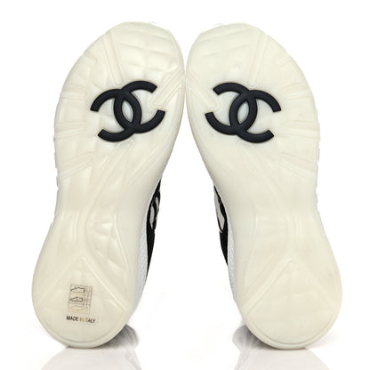 Chanel Nylon Suede Calfskin Printed Sneakers 41 White Black 5 of 8