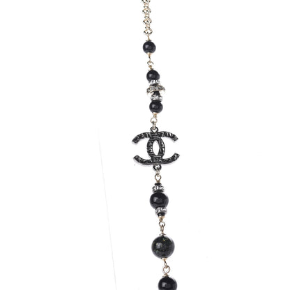 Chanel Pearl Beaded Crystal CC Long Necklace Gold Black White 4 of 7