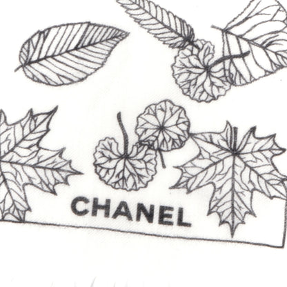 Chanel Cashmere CC Logo Leaves Scarf White Black 3 of 3