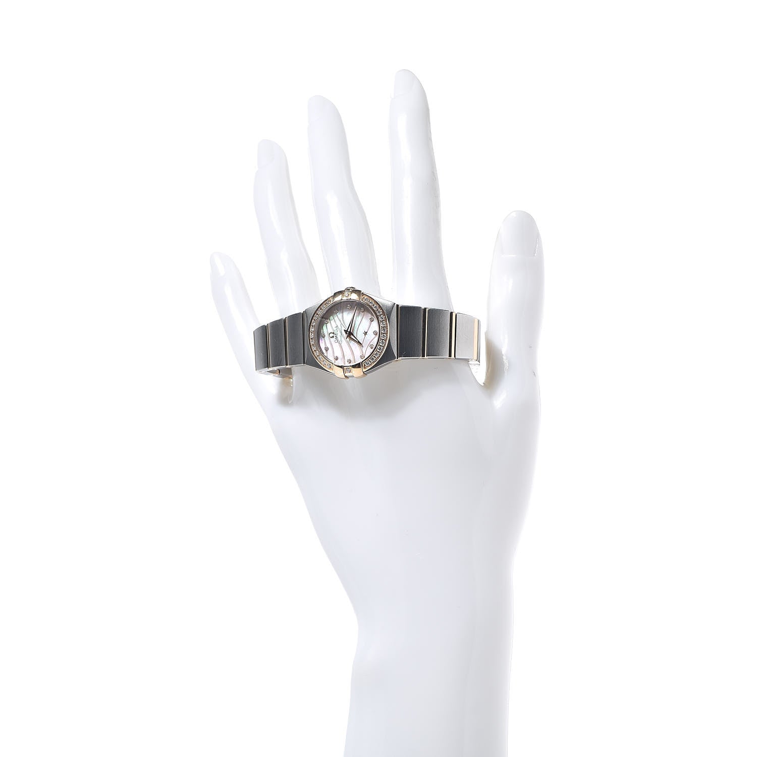 Omega Stainless Steel 18K Yellow Gold Diamond Bezel Mother of Pearl 24mm Constellation Quartz Watch 123.25.24.60.57.002 2 of 6