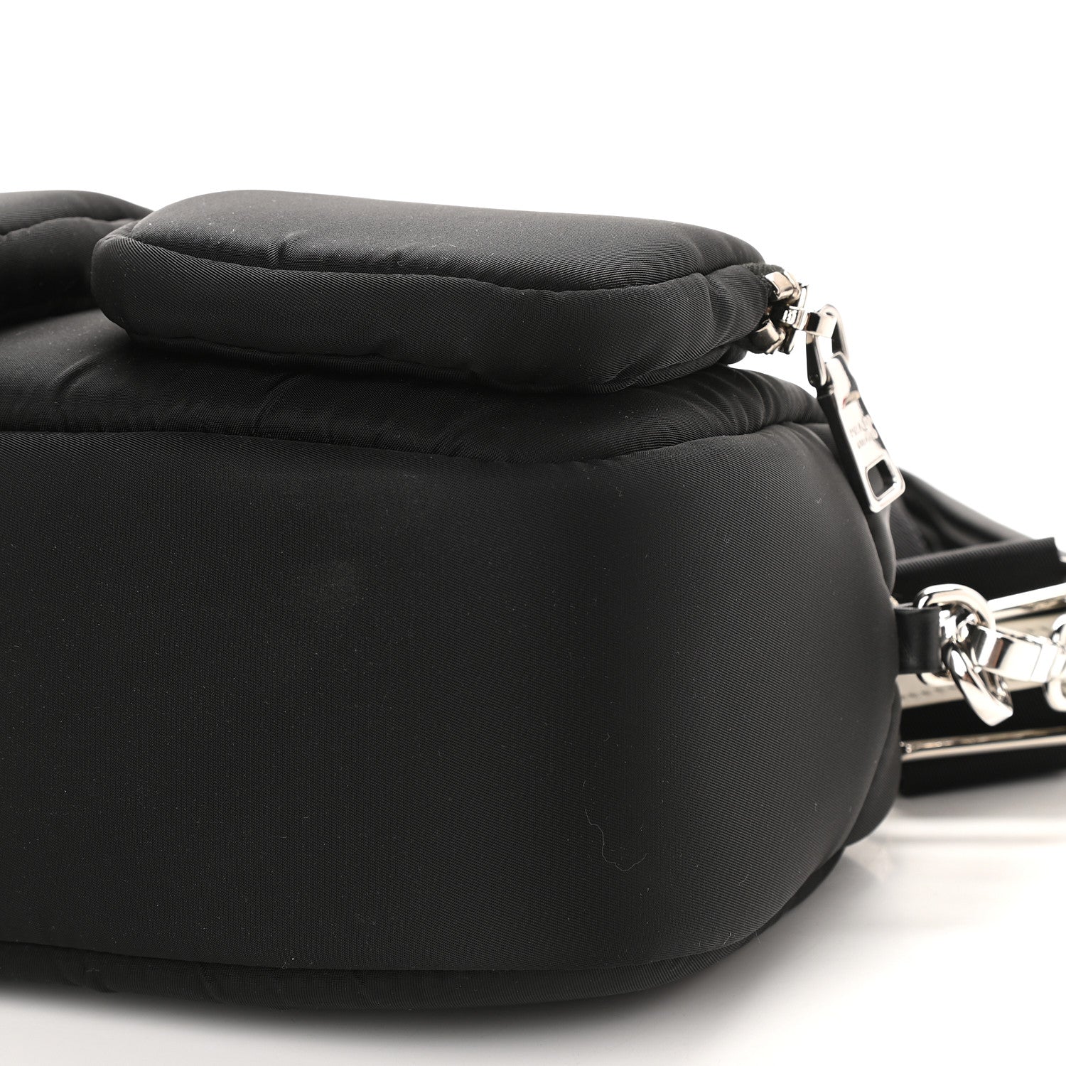 Prada Tessuto Nylon Pocket Cargo Shoulder Bag Black White 9 of 10