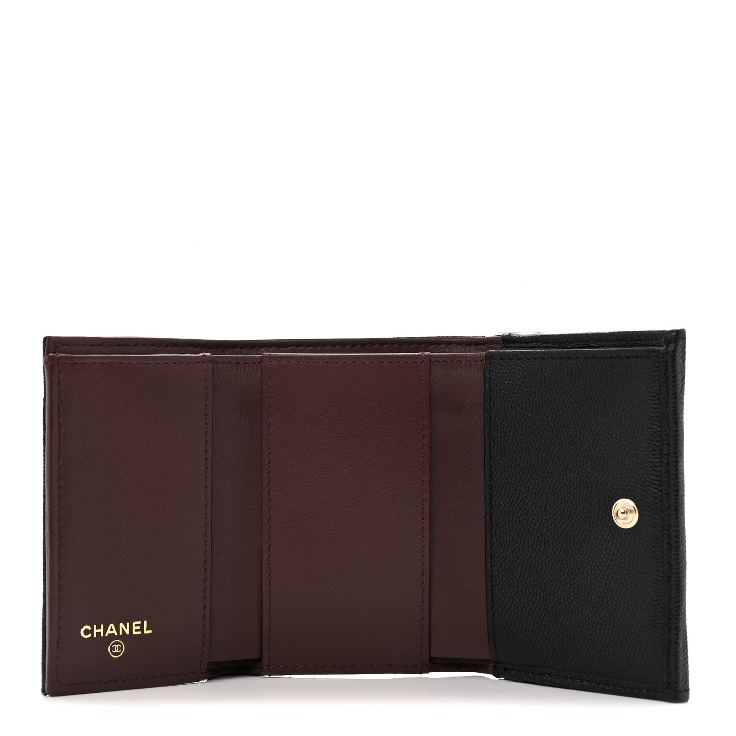 Caviar Quilted Double Flap Wallet Black