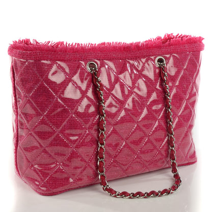 Chanel Vinyl Quilted Funny Tweed Tote Fuchsia 3 of 8
