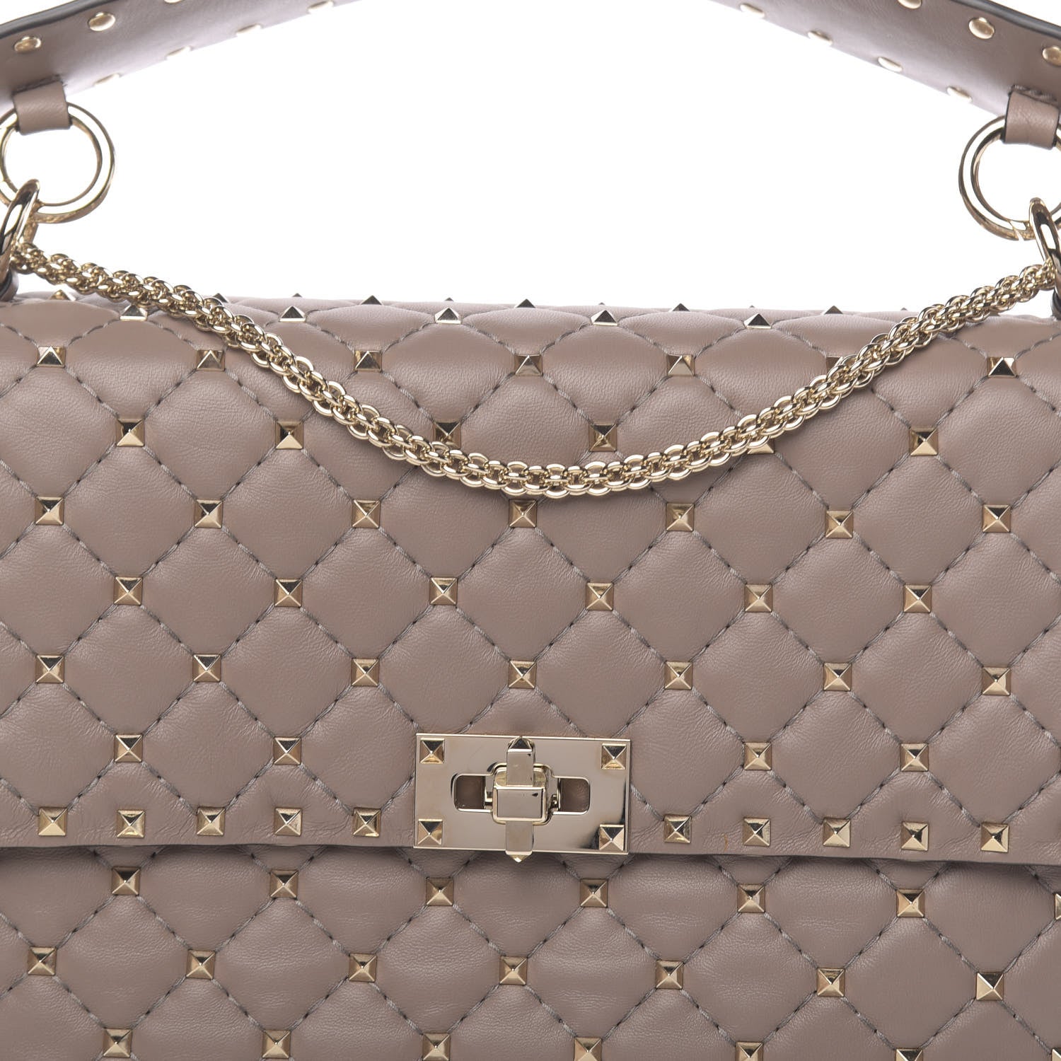 Valentino Garavani Nappa Large Rockstud Spike Shoulder Bag Clay 11 of 11