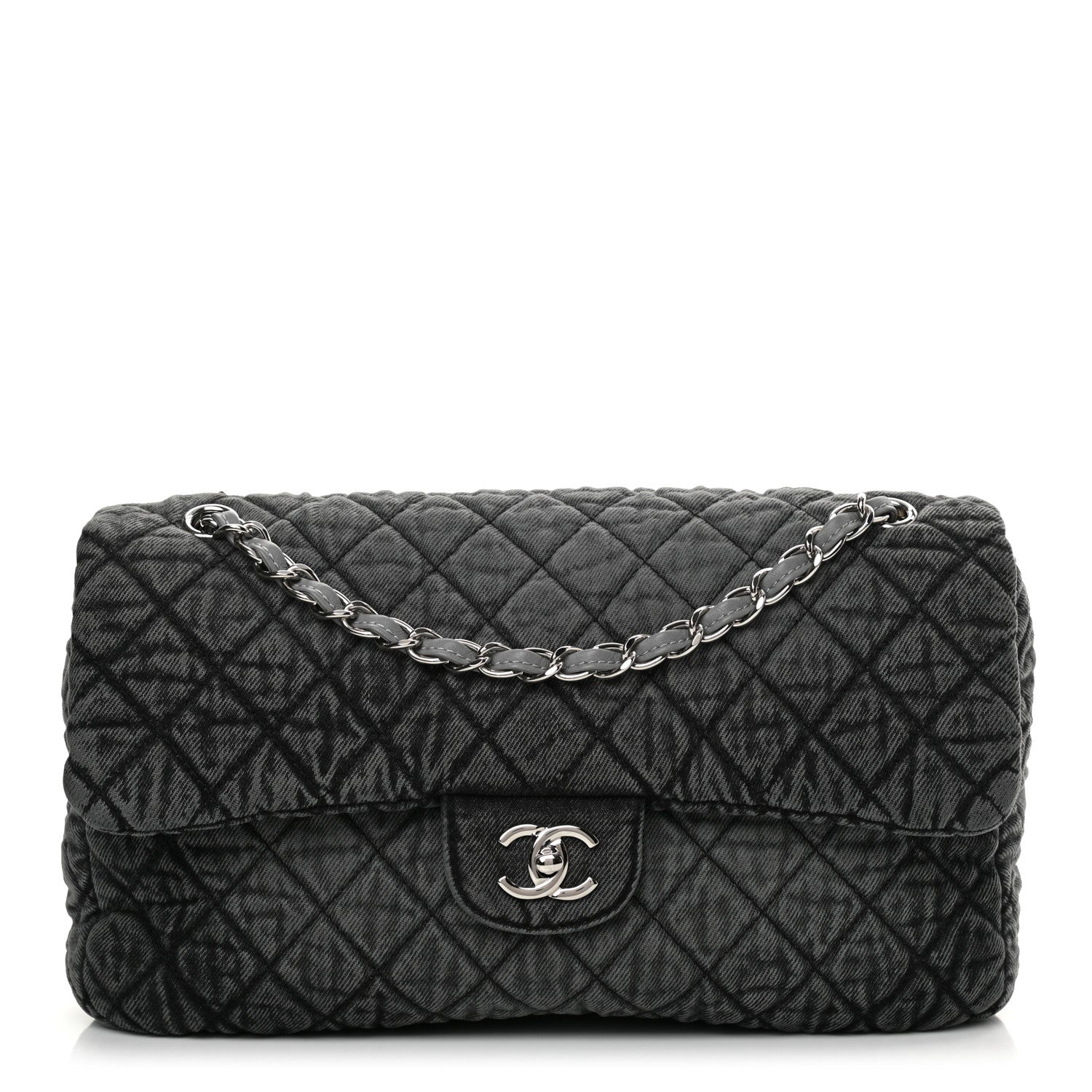 Chanel Denim Quilted Denimpression Flap Grey Black 1 of 11