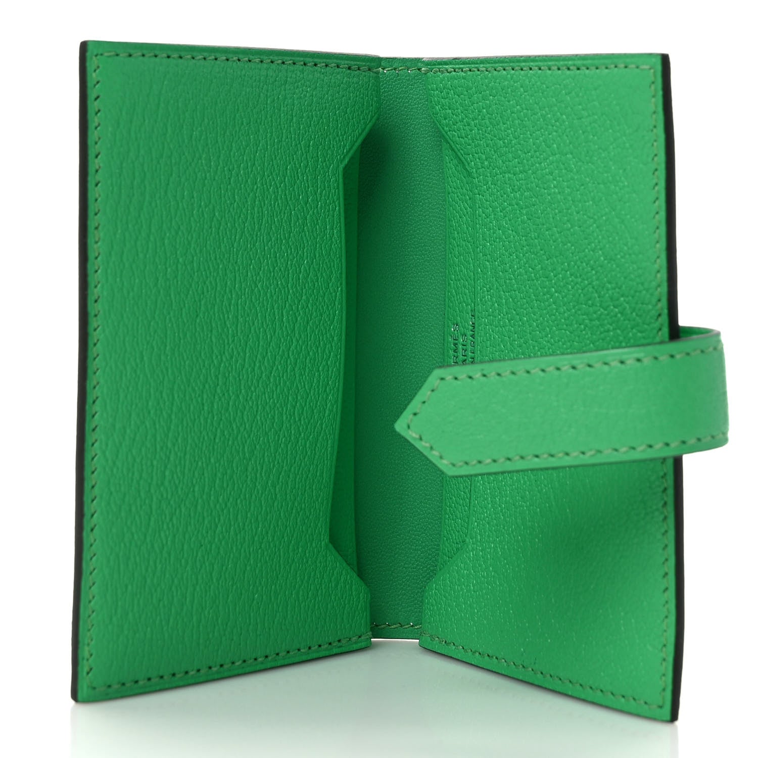 Hermes Chevre Mysore Bearn Card Holder Wallet Vert Comics 5 of 7