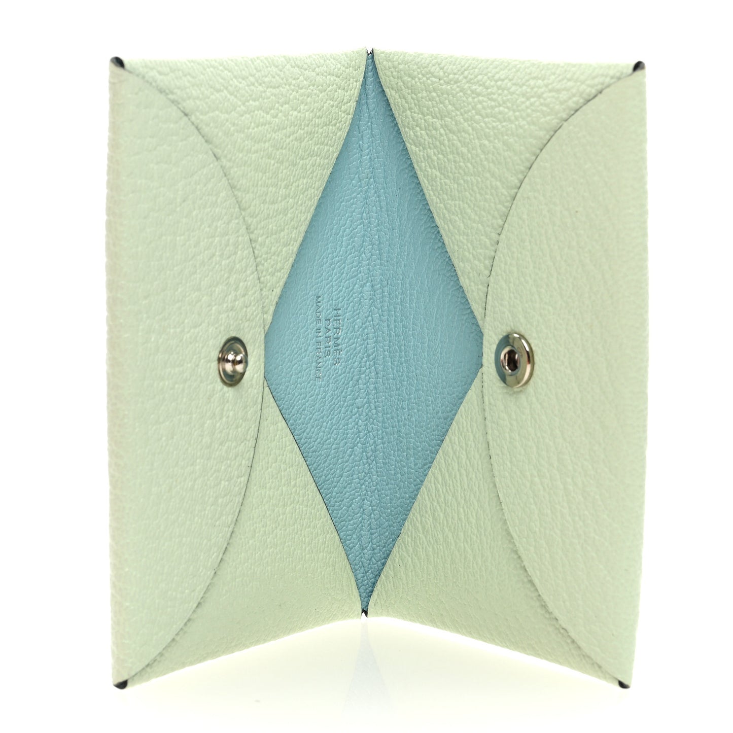 Chevre Mysore Verso Calvi Card Case Vert Fizz Bleu Zephyr
