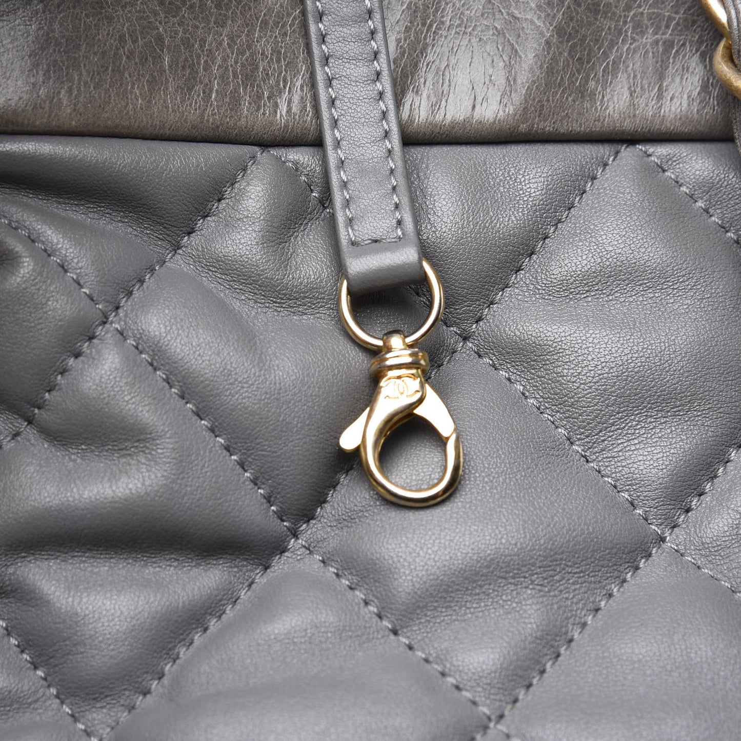 Calfskin Quilted Large Soft Elegance Tote Grey