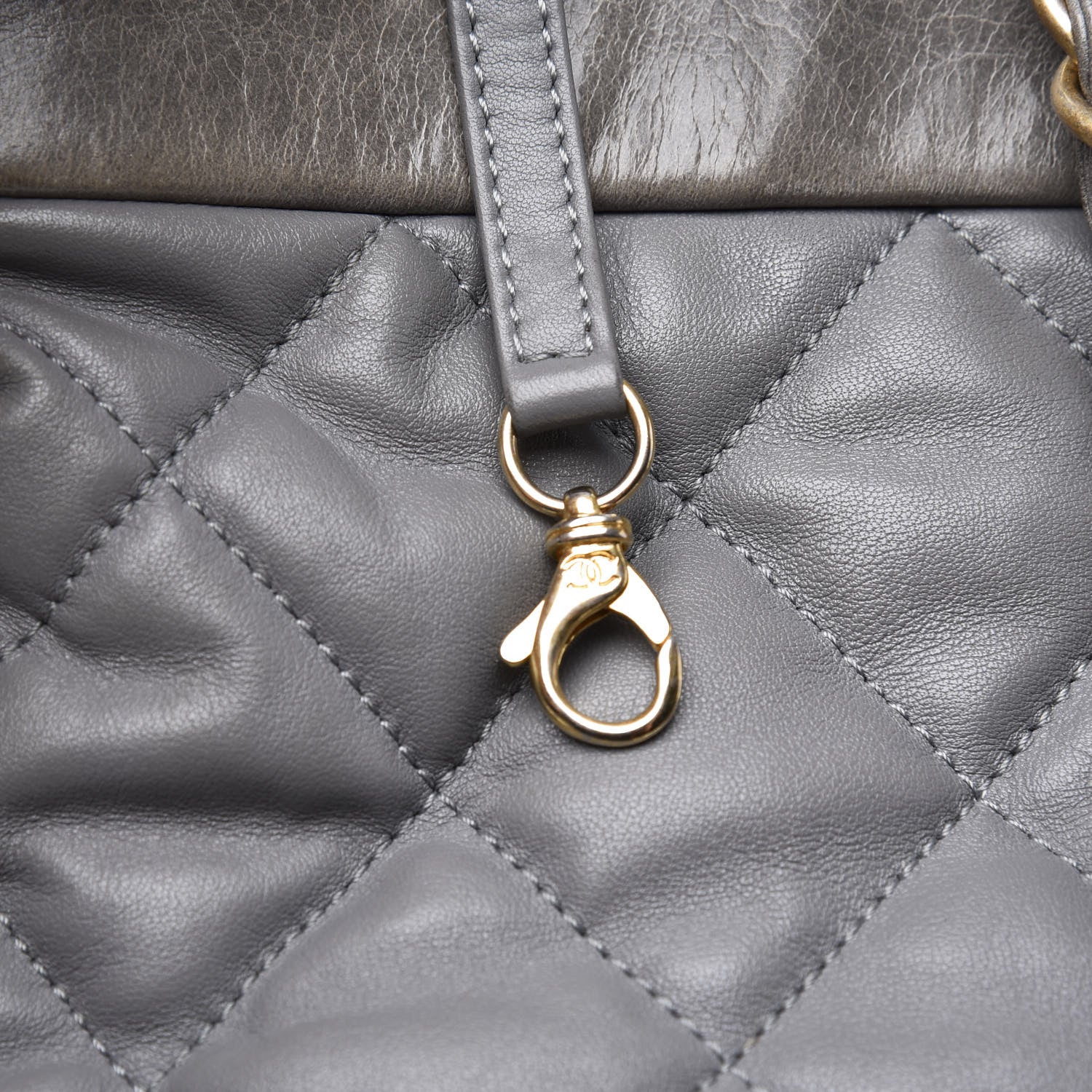 Chanel Calfskin Quilted Large Soft Elegance Tote Grey 8 of 14