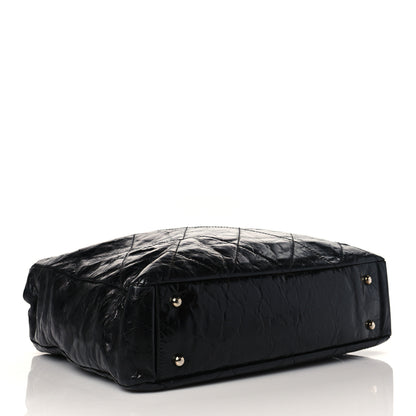 Chanel Glazed Calfskin Lambskin Quilted Portobello Tote Black Grey 4 of 11