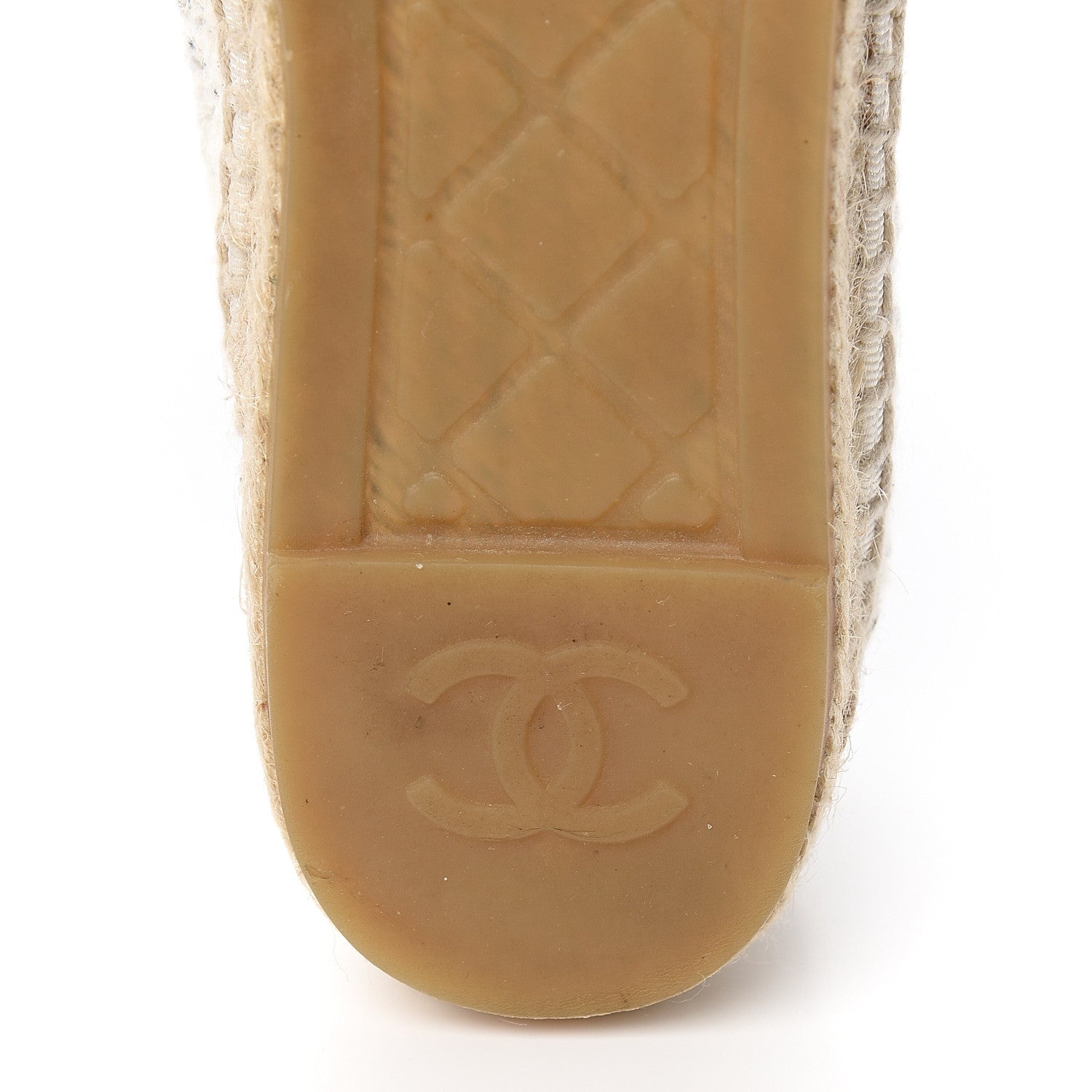 Chanel Tweed CC Espadrilles 38 Ecru White Blue Black 8 of 11