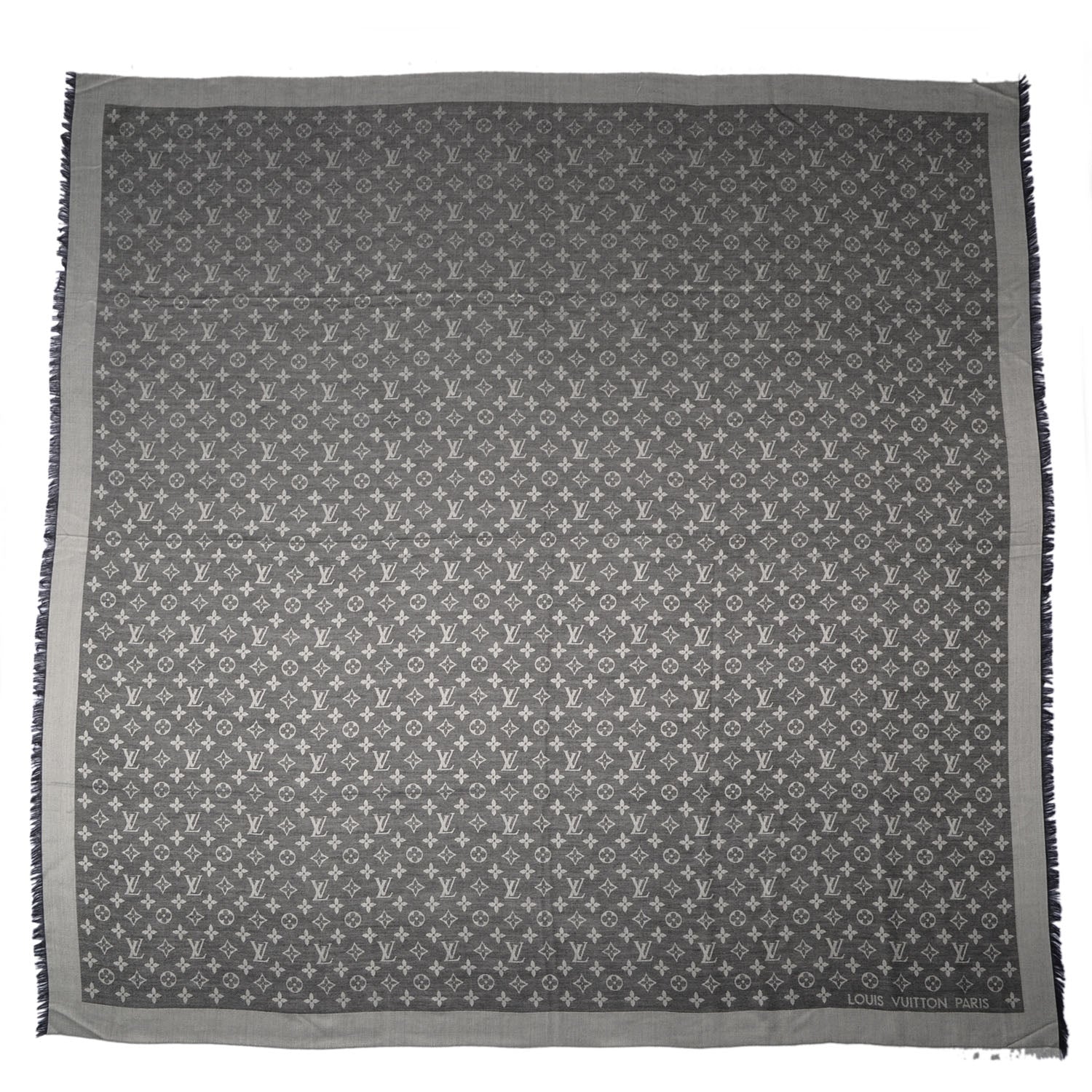 Louis Vuitton Silk Wool Monogram Denim Shawl Black 3 of 5