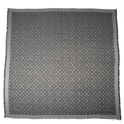 Louis Vuitton Silk Wool Monogram Denim Shawl Black 3 of 5