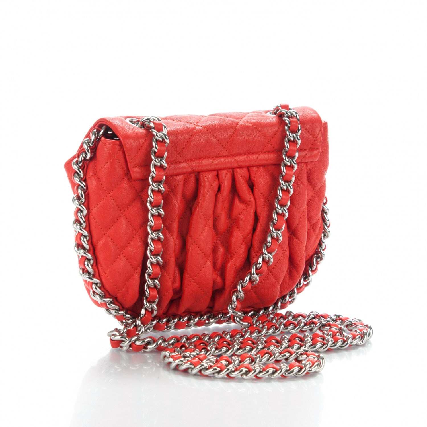 Chanel Washed Lambskin Quilted Mini Chain Around Flap Red 3 of 7