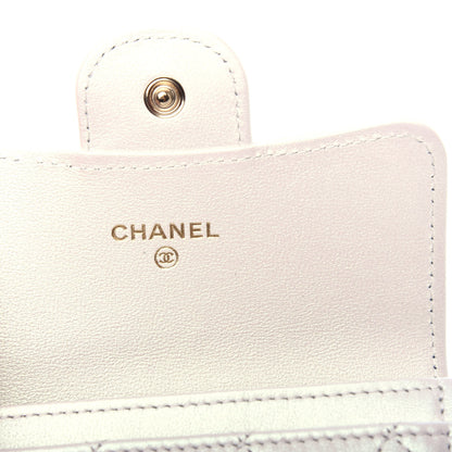 Chanel Iridescent Calfskin Quilted Flap Card Holder Wallet Ivory 6 of 9