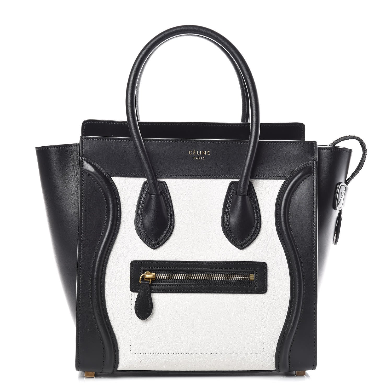 Celine Shrunken Lambskin Micro Bi-Color Luggage Black White 1 of 9