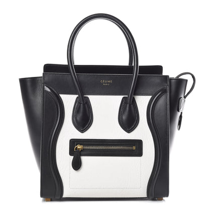 Celine Shrunken Lambskin Micro Bi-Color Luggage Black White 1 of 9